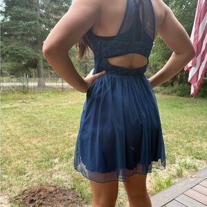 Elegant Blue Lace Dress